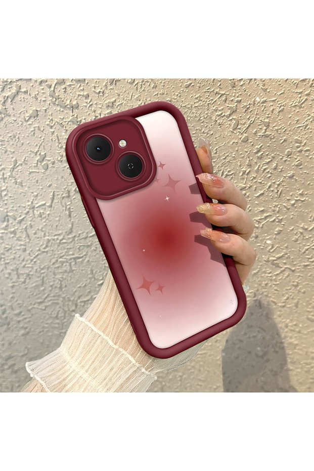 حافظة سيليكون متوافقة مع هاتف Tecno Spark 40C، بتصميم نجمة متدرجة بلون بورجوندي، مقاومة للصدمات بشكل جمالي