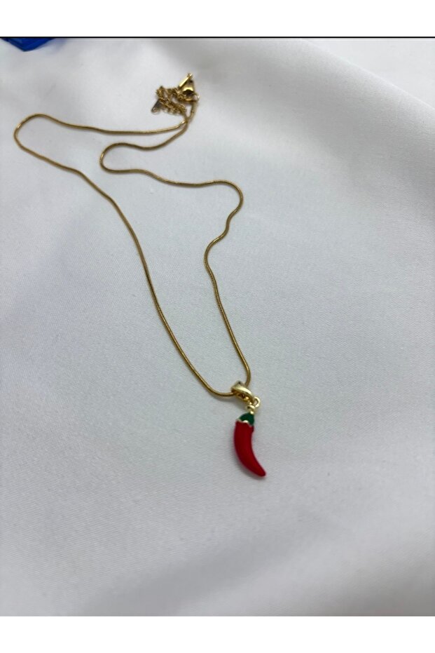 Red Pepper Figured Steel Necklace – Elegant Minimal Design