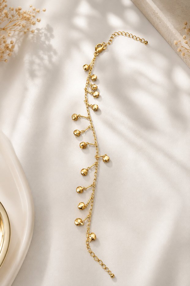 Steel Foot Anklet with Bell Detail