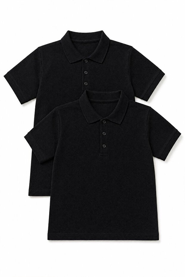 Unisex Children's 2-Piece Polo Collar Short Sleeve School T-Shirt