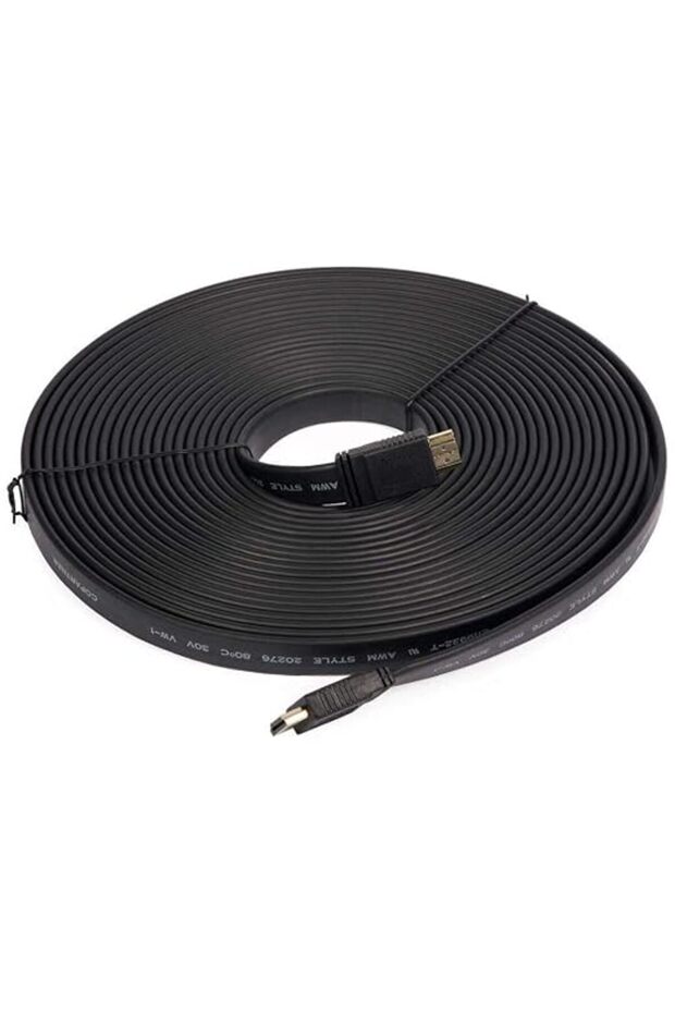 Flat HDMI Cable 10m, Black, Supports 4K x 2K, Compatible With PS3, Xbox360, TVs & More