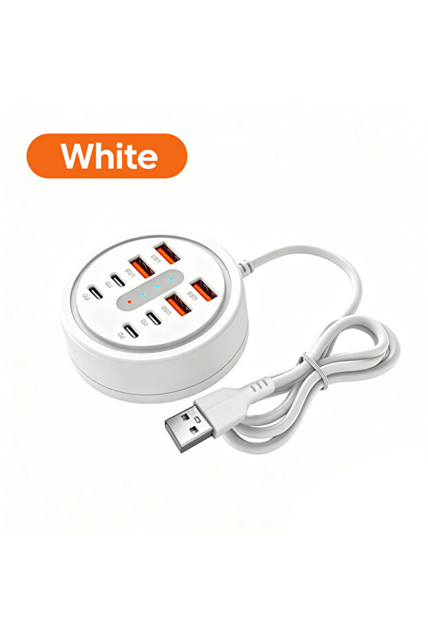 شاحن USB بمنفذ 4USB+4Type-C مع إضاءة، محول شحن سريع للهواتف المحمولة