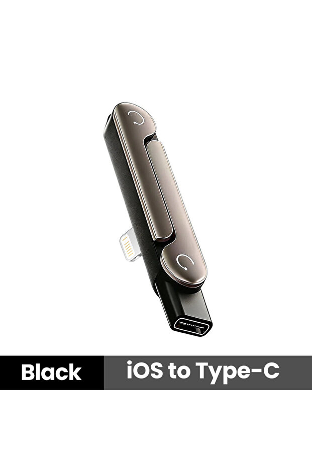 Black-1pc 27W Lightning Phone Charging Bracket Adapter With Foldable Holder Lightning Male to TypeC