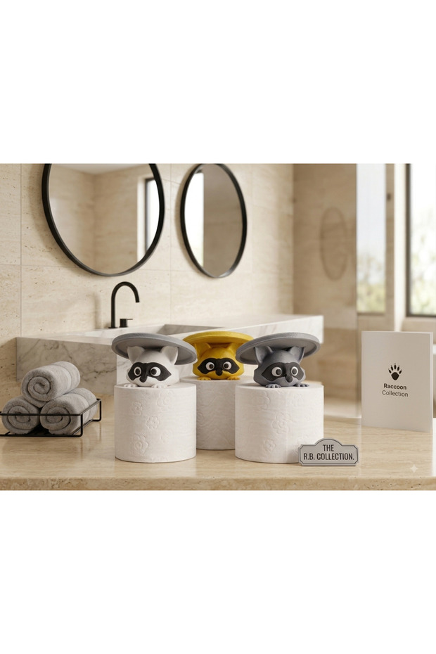 Bathroom Decorations, Cute Raccoons Toilet Paper Ornament