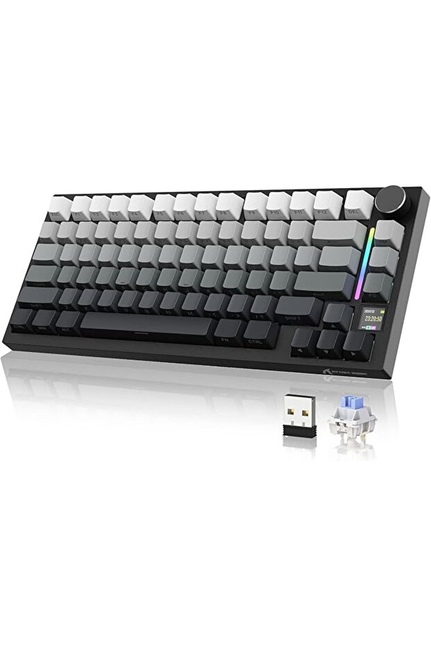 كيبورد يندياو USB موديل AK820 مريح باللون الرمادي والأبيض متوافق مع ويندوز و ماك و PS4 باللغة الإنجل