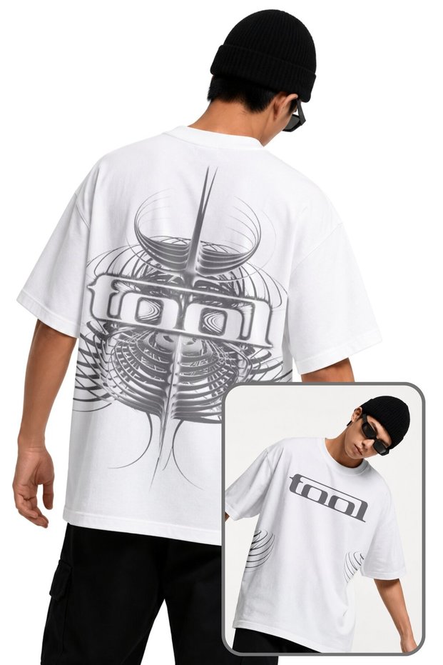 Unisex Oversize Rock Band Tool Back Printed T-Shirt