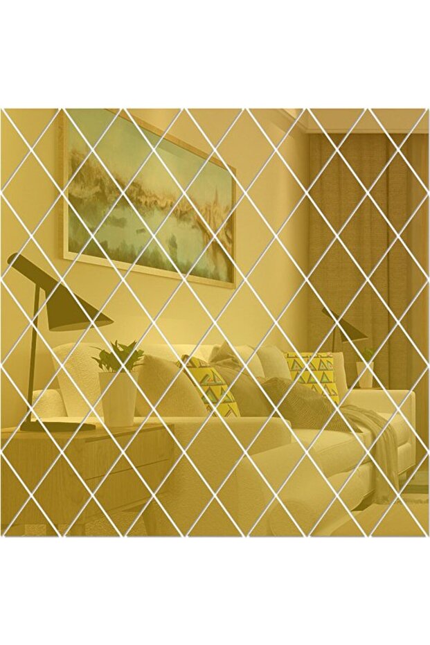 Mirror wall sticker gold 100x100cm 3D diamond.