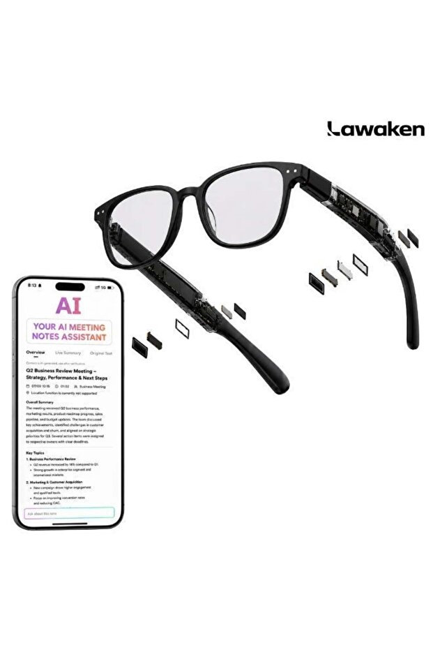 Lawk City Air AI Meeting Notes Smart Glasses Soul Frame For Meeting Interviews and calls,Voice Recording, Real-Time Transcription, 128 Language, 14 hours Battery