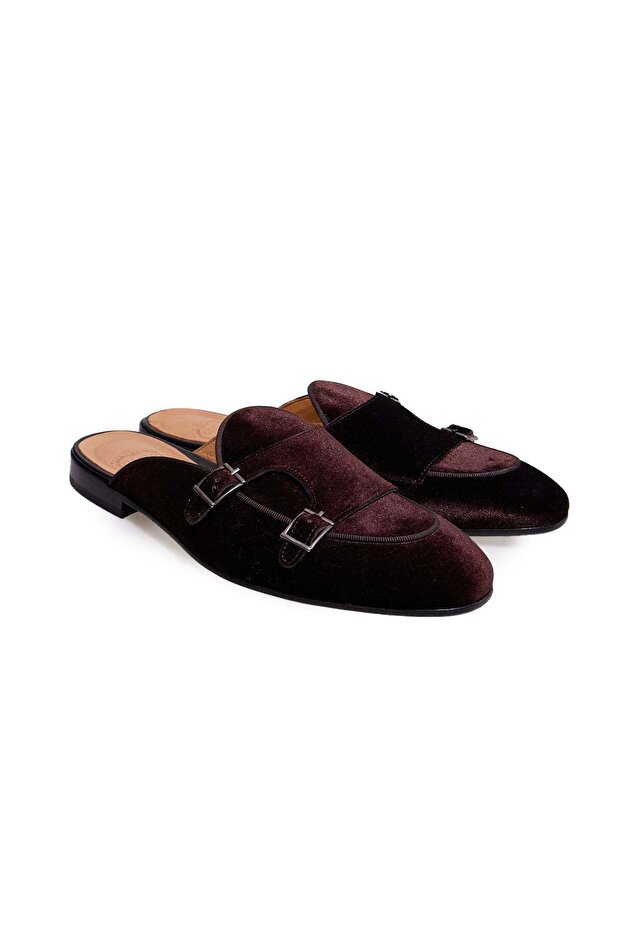 Brown Laceless Genuine Suede Leather Men's Half Shoes