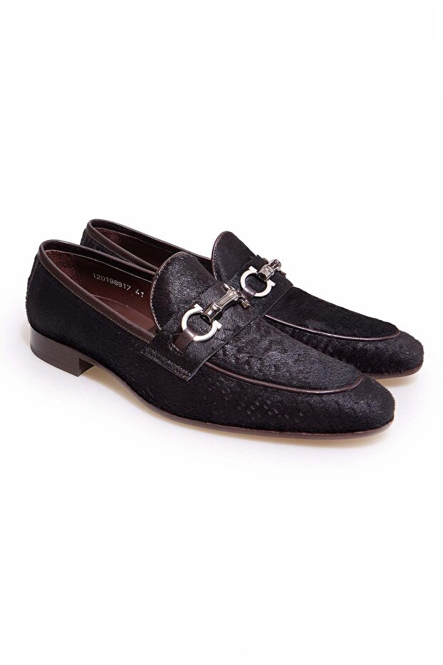 Brown Laceless Genuine Thai Feather Men's Shoes