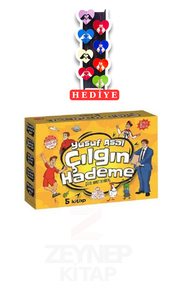 Çılgın Hademe - Yusuf Asal 5 Kitap Set (8-Piece Heart Bookmark Gift Set)