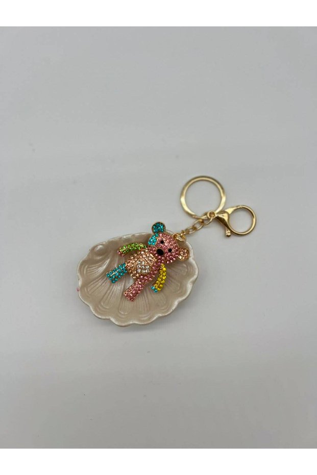 Keychain with Stone Figures – Cat, Dog, Bear and Cute Animal Patterns and Special Design Gold Bag Accessory