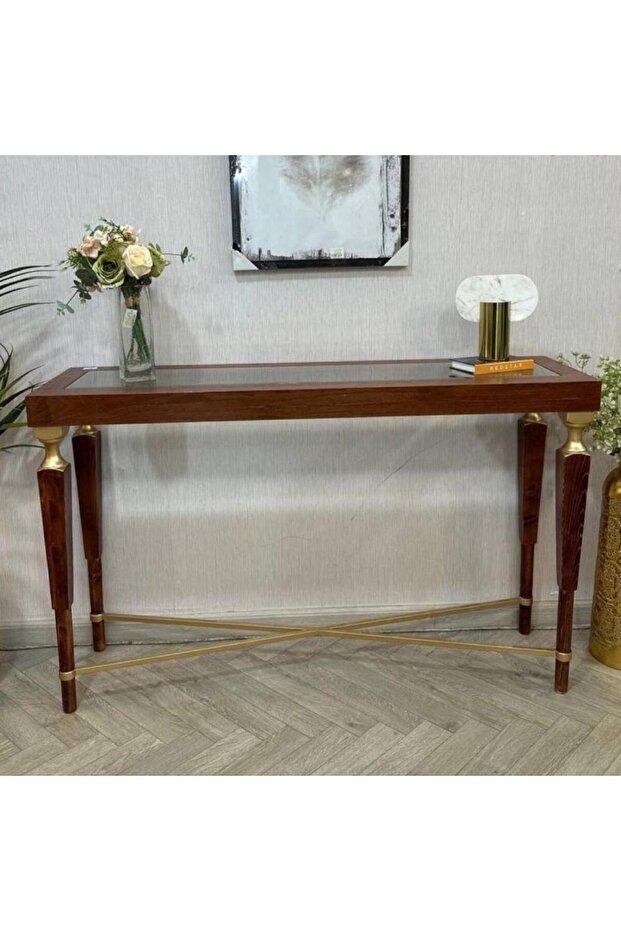 Elegant Luxury Brown Entryway Console Table