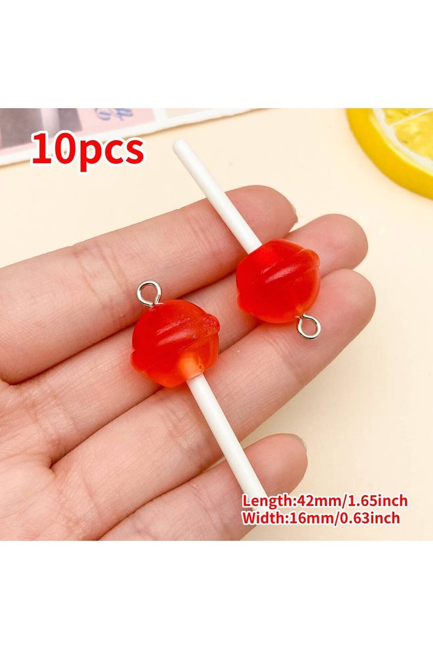 24177-10pcs 10pcs Mix Color Star Round Heart Lollipop Charms DIY 3D Keychain Bracelets Earrings Pend
