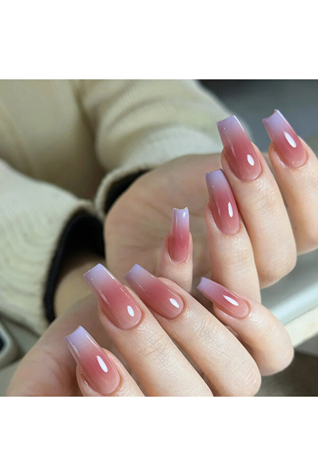 2214 24pcs/set Medium long fake nails yellow dragon flowers feather design for Spring summer Square