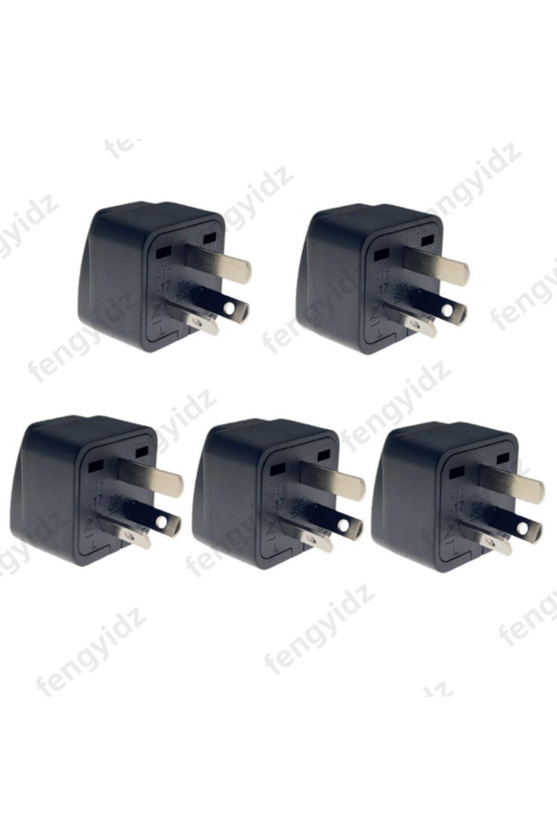 black 5pcs Australian/China/New Zealand Travel Adapter, IEC Type I Plug US/EU/UK/Swiss/Italy/Japan