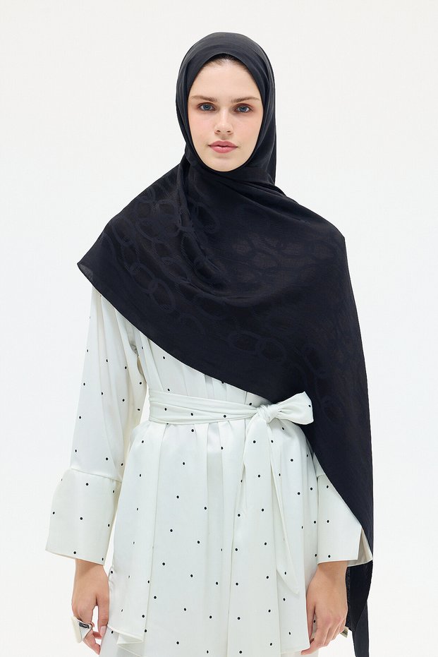Naia Jacquard Shawl Chain Pattern - Black