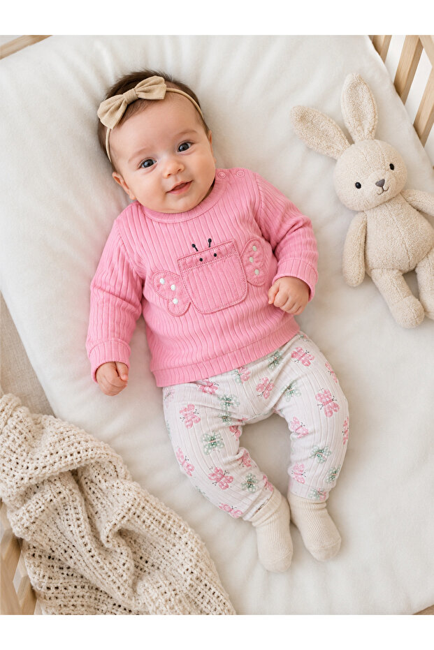 Baby Girl Butterfly Ears Combed Cotton Comfortable Seasonal Set