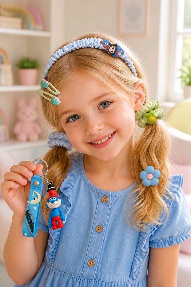 Eight-Piece Children's Buckle Crown and Keychain Set