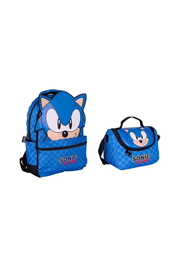 Sonic Blue Three-Dimensional School Bag and Lunch Box