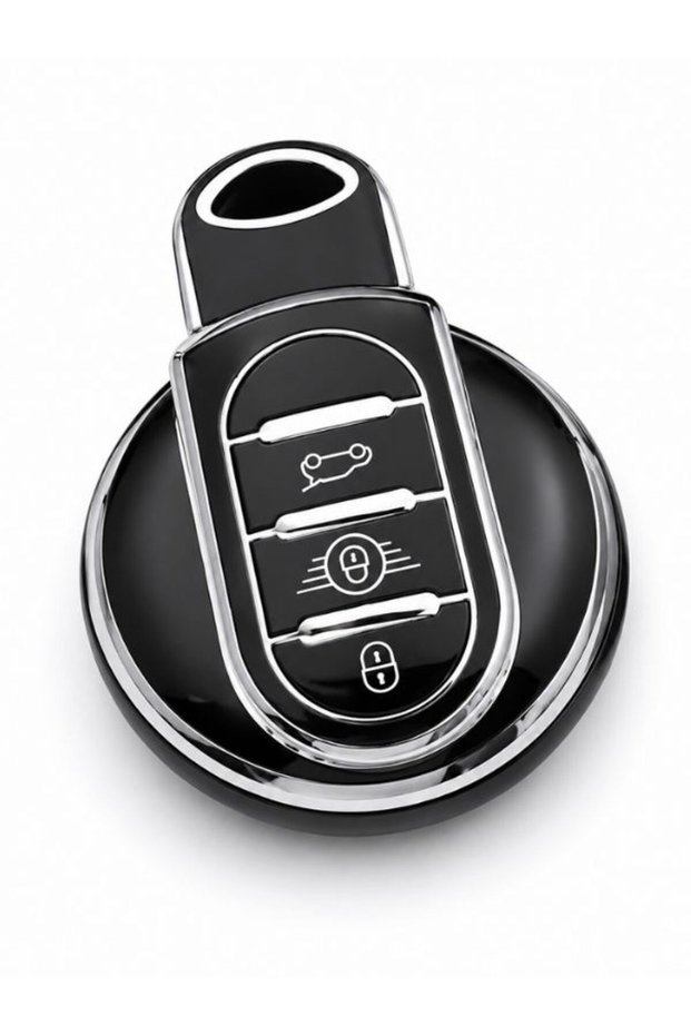 Mini Cooper F55 F56 F57 R56 R57 F60 Black‑Silver Key Case Cover – Stylish Silicone Protection