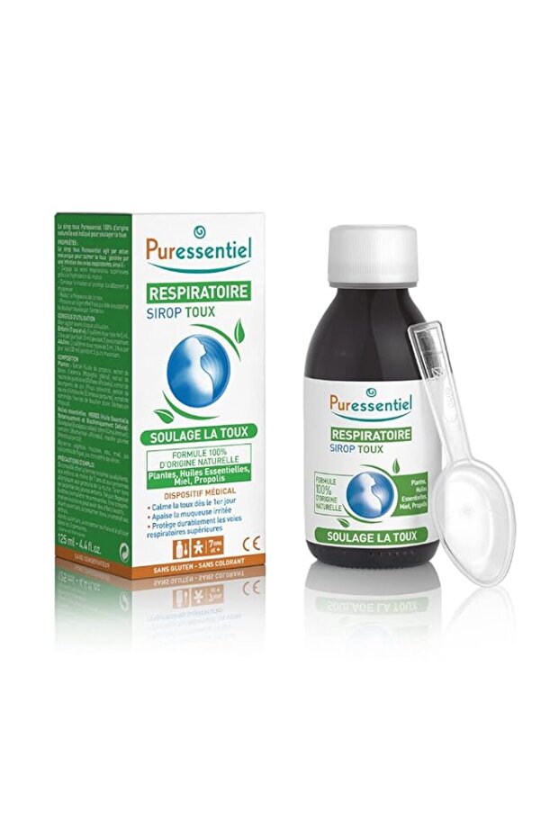 Puressentiel Respiratory Throat Syrup - 125 ml. 4 EOBBD Essential Oils