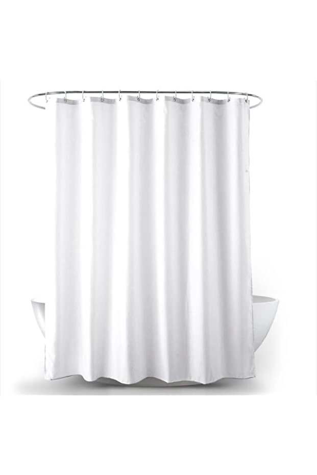 Rubik Shower Curtain Plain White Thick Fabric European Style, Waterproof Mildew-proof No Smell with 12 Plastic Hooks for Bathroom (White, 200x180cm)