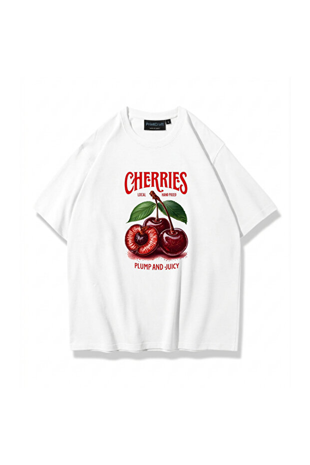 Women's Cherries Plump Cherry Tshirt White Printcraft