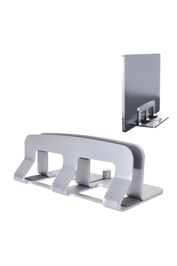 Vertical Laptop Stand, Adjustable Notebook Holder Dock Space Saving Upright Computer Support with Thermal Base Anti Slip Silicone Pads Compatible with MacBook/Tablet/iPad/Samsung/HP/Dell