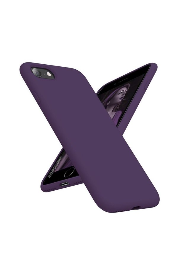 Apple iPhone Se2 2020 Compatible Silicone Case Pastel Color Tone Flexible Cover with Camera Protection Purple