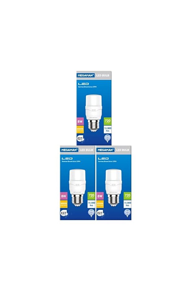 Megaman Led Stick 8w 3000k Warm White E27 Halfstick (pack of 3)