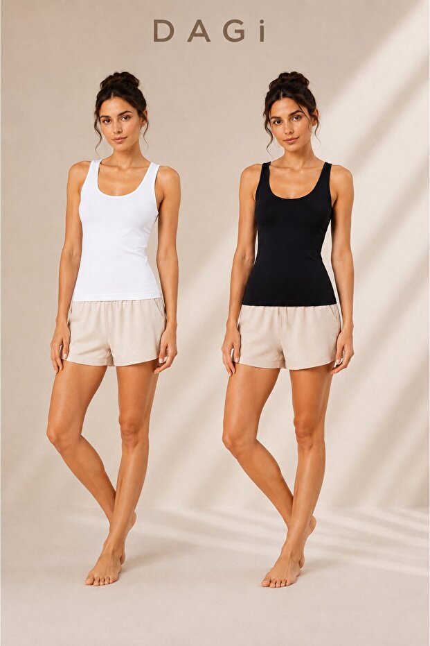 Women's Basic 95% Cotton 5% Elastane – Flexible, Soft and Comfortable Daily 2-Pack Undershirts