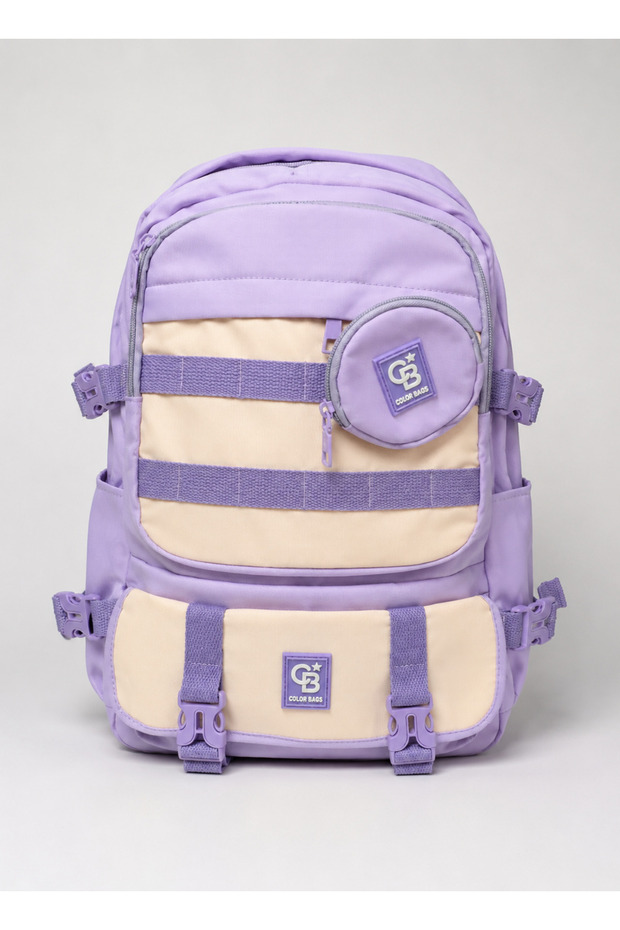 Girl's School Bag Multi-Compartment Backpack Black-Lilac-Pink