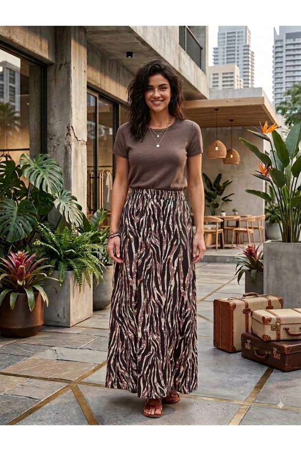 Women's Viscose Fabric Skirt Patterned Colorful
