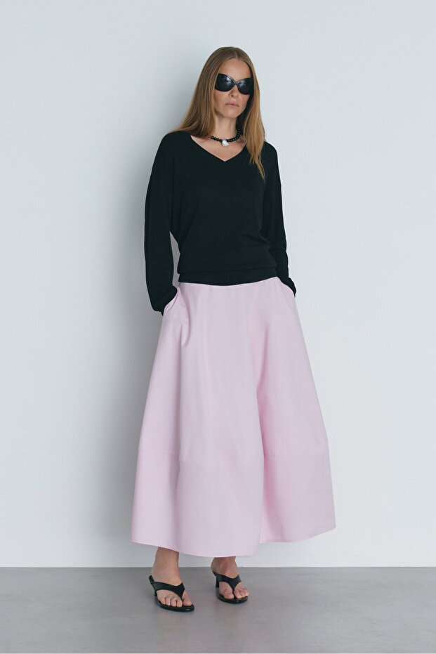 Pink Mila Poplin Balloon Skirt