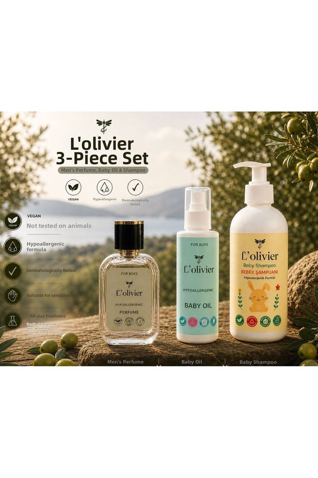 Natural Ingredients Boys' 3-Piece Premium Care Set | Vegan & Hypoallergenic & Suitable for Sensitive Skin