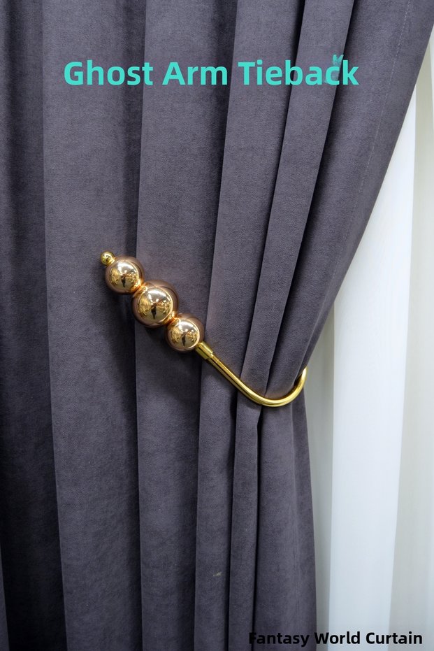 Ghost System Special Design Metalized Curtain Arm Tieback Installed on the Cornice