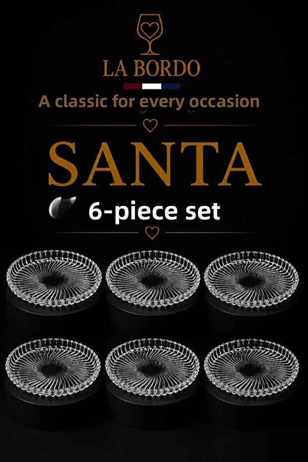 Santa 13 Optical Wave Glass Presentation and Serving Plate Set of 6 - 13 cm