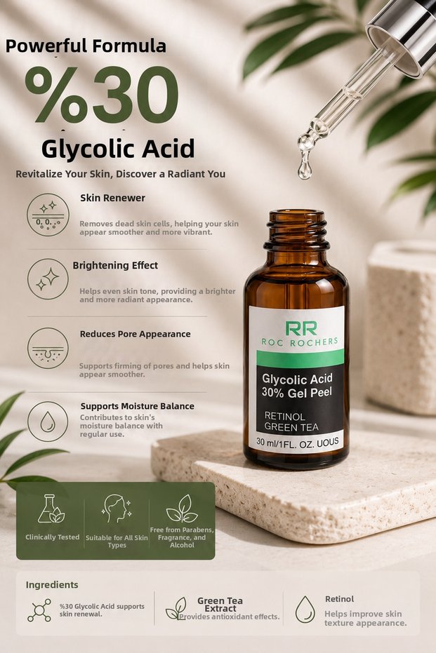 Exfoliating Peeling with a Powerful Formula Containing 30% Glycolic Acid to Even Skin Tone, Remove Dead Skin Cells, and Achieve a Brighter Appearance