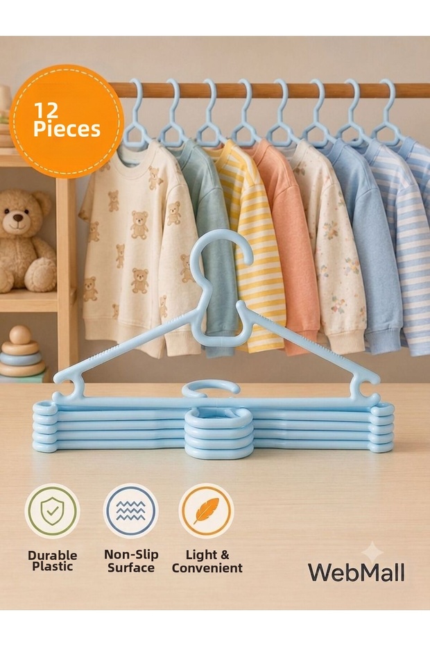 12 Pieces Lily Blue Plastic Children's Clothes Hanger Baby Clothes Hanger