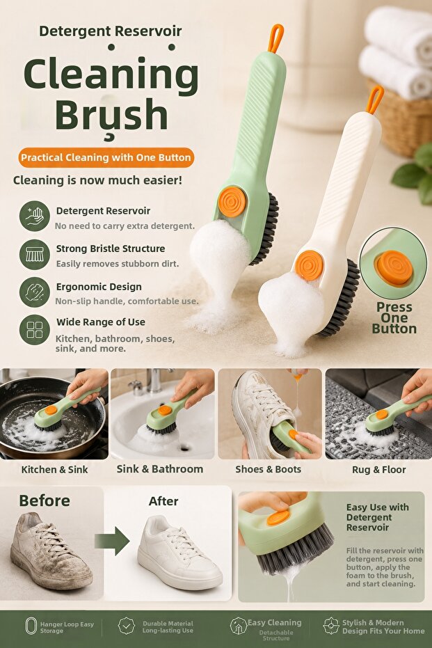 1 Pc Multi-Purpose Practical Hand Cleaning Brush with Detergent Container | Shoe Boot Cleaning Washing Brush