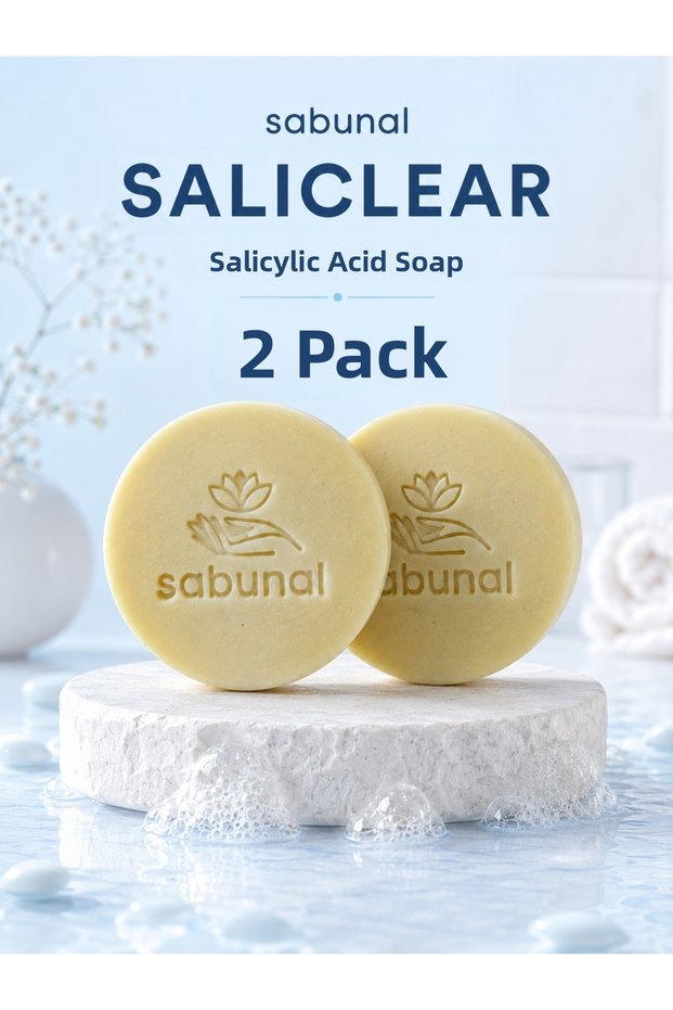 Saliclear Salicylic Acid Soap 2 Pcs - Natural Facial Care for Oily Skin, Pores, and Blackheads