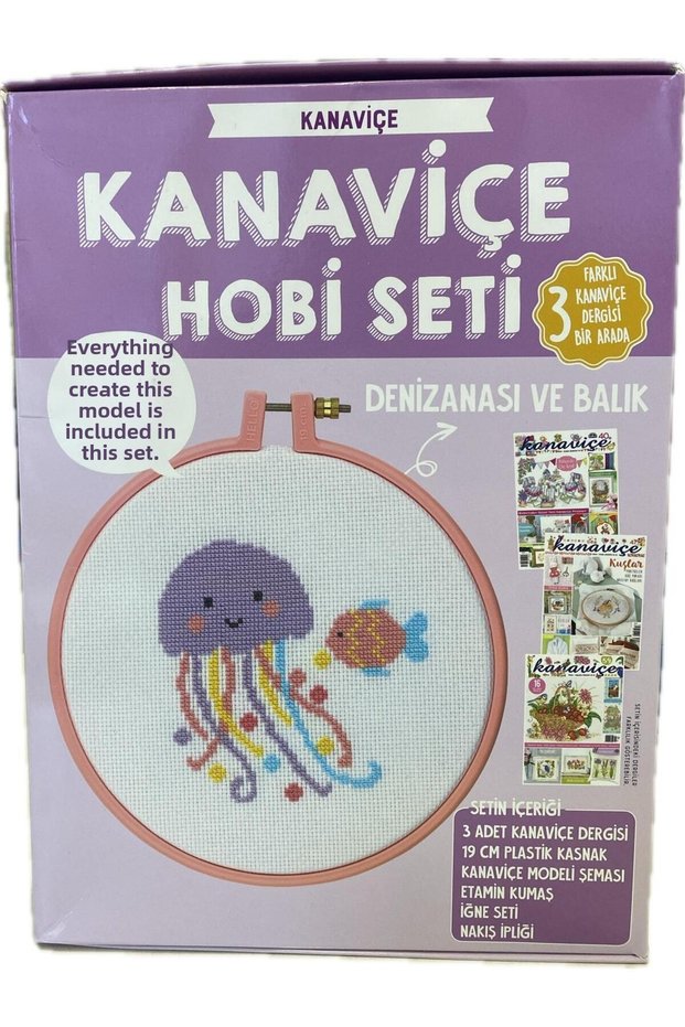 Cross Stitch Magazine 3Different Issues and Cross Stitch Embroidery Kit Jellyfish Fish Hobby Set with All Materials