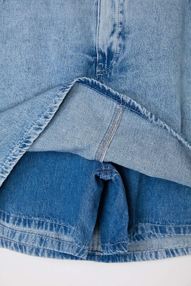 Mavi Mavi Kemer Detaylı Arkası Etek Görünümlü %100 Pamuk Non-Stretch Denim Şort Etek TBBSS26AP00004 - 6