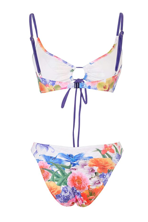 Çiçek Desenli Üçgen Kaplı Normal Bel Regular Bikini Takımı TBESS26BT00203 - 5