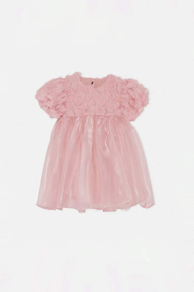Pembe Midi Çizgili Kız Çocuk Tütü Dokuma Elbise TKDSS26EL00043 - 7