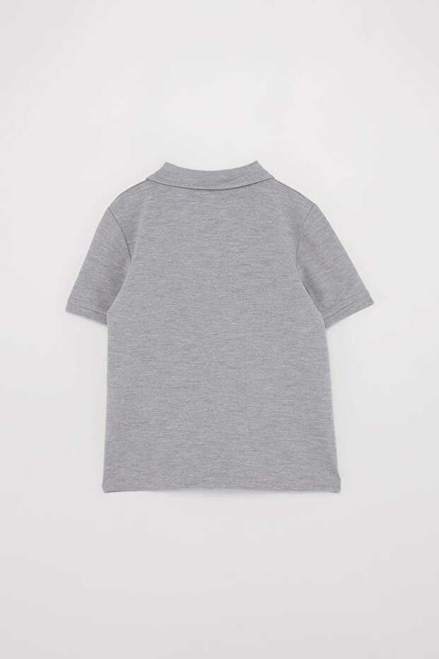 Gri Düz Örme T-Shirt TKDSS24TS00022 - 6