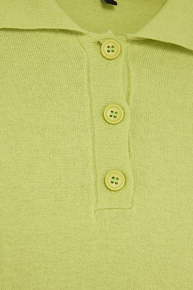 Trendyolmilla  Lime Wardrobe Essentials Özel İplik Geniş Kalıp Triko Kazak TWOAW26KZ00195 - Görsel 3