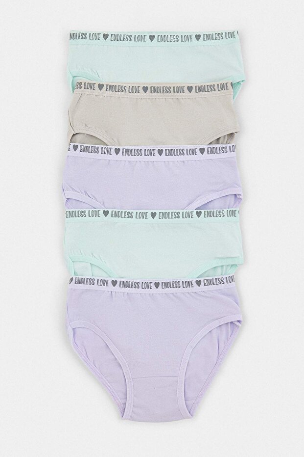 Multi-Colored Cotton Girls' 5-Piece Panties Tkdaw27Ku00001
