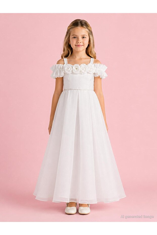 Evening Dress for Ages 6-14 - Off-White